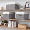 thumbnail image 2 of GRANNY SAYS Storage Bins, Collapsible Fabric Cube Organizer Baskets with Handles for Closet, Toy Storage, 3-Pack, White&Gray, 2 of 7