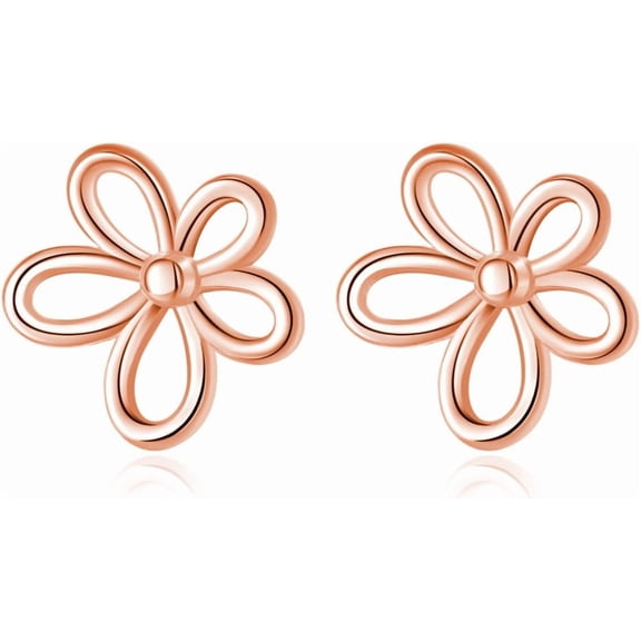 Solid 925 Sterling Silver Flower Stud Earrings for Women Teens Hollow Flower Stud Earrings Spring
