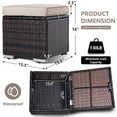thumbnail image 6 of Outdoor Ottoman Set of 2, PE Wicker Ottoman with Storage, All-Weather Rattan Cube Footstool with Soft Cushions and Steel Frame, Square Foot Rest Seating for Patio, Porch, Deck, Easy Assembly (Brown), 6 of 7