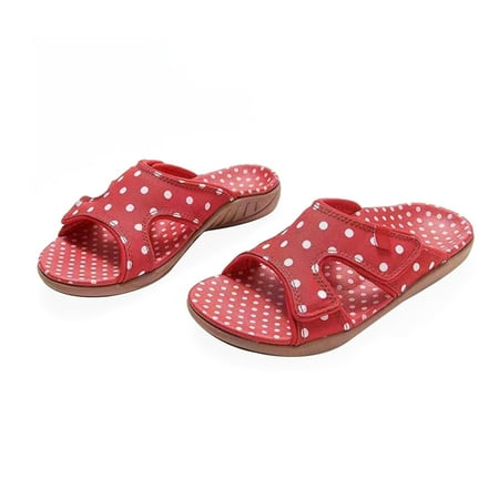 

OAVQHLG3B Polka Dots Slide Sandals for Womens Dressy Summer Beach Sandal Open Toe Flat Comfort Shoes Slipper