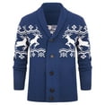 thumbnail image 4 of Men's Christmas Cardigan Sweater Long Sleeve Shawl Collar Button Down Printed Outerwear Blue XL, 4 of 4