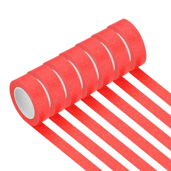 Uxcell Red Masking Tape 9/16" x 14 Yards 7 Rolls Color Code Labeling Painters Tape for Arts Crafts Wall Painting Science Lab Organizing