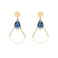 thumbnail image 1 of Pendientes colgantes geométricos redondos con circonita azul para mujer, 1 of 8