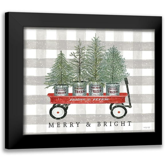 Jacobs, Cindy 14x12 Black Modern Framed Museum Art Print Titled - Merry And Bright Tree Wagon