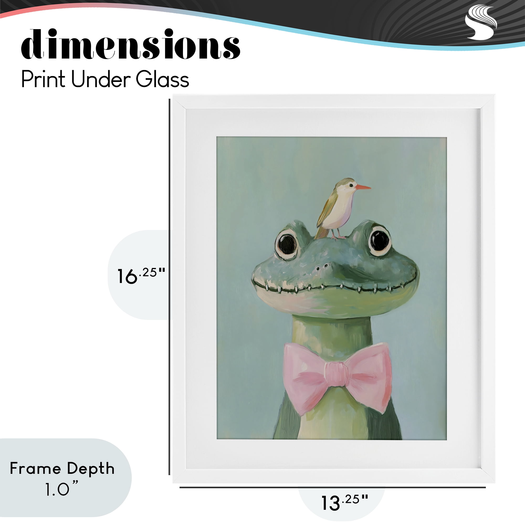 Stupell Industries Crocodile & Bird with Bowtie White Framed Print Under Glass, design by The Prints Vibe