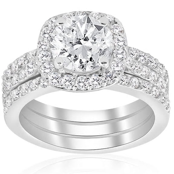 Edge Jewel 14K White Gold Plated Rings - 1.83 Ct Round Cut Diamond Rings for Her - Party Wear Solitaire Prong Set Ring for Women's - Anniversary Diamond Gifts - Delicate Proposal Bridal Ring