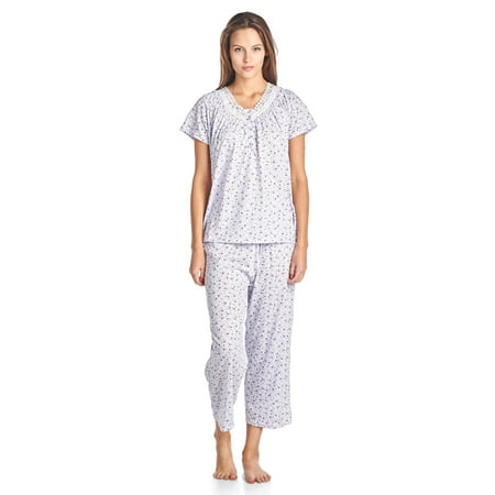 Casual Nights - Casual Nights Women's Short Sleeve Floral Capri Pajama ...