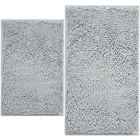 Juego de alfombras de baño BOANKODU, felpilla, 2 piezas, gris claro