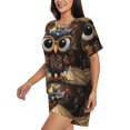 thumbnail image 2 of Picia Quirky Owl With Glasses Pajamas Sets for Women Soft Short-Sleeved Pjs with Lounge Shorts Two Piece Sleepwear-X-Large, 2 of 9