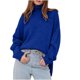 thumbnail image 2 of Suéter de cuello alto para mujer, de manga larga, suelto, de color sólido, con cuello alto, suéter de punto, suéter para mujer, 2 of 6