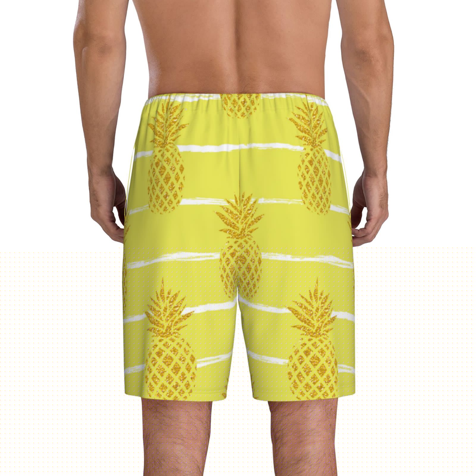thumbnail image 3 of Naloa Gold Pineapple Men's Short Pajama Pants, Lounge Comfort Shorts with Elasticized Waistband and Side Pockets - X-Large, 3 of 9
