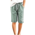 thumbnail image 4 of Wovix Girls Elastic Waist Jorts Summer Trendy Bermuda Shorts Knee Length Straight Leg Short Loose Casual Cute Solid Casual Pants, 4 of 5
