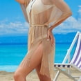 thumbnail image 4 of Staron Summer Beach Cover Up for Women Casual Vacation Swimwear Shirt Sleeveless Lightweight Comfy Loose Oversized Tunic Top, Gold FREE SIZE, 4 of 7