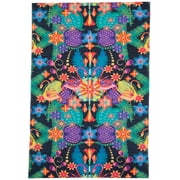 Lola Bright Tropical Wool Rug, Flame Orange/Ultra Violet, 5ft x 8ft Area Rug