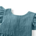 thumbnail image 4 of Efsteb Summer Dress for Girls Cotton Linen Ruffle Backless Sleeveless Casual Beach Party Dresses (Blue,5 Years), 4 of 7
