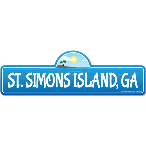 St. Simons Island GA Georgia Beach Street Sign | Indoor/Outdoor | Surfer Ocean Lover Décor For Beach House Garages Living Rooms Bedroom | Signmission Personalized Gift