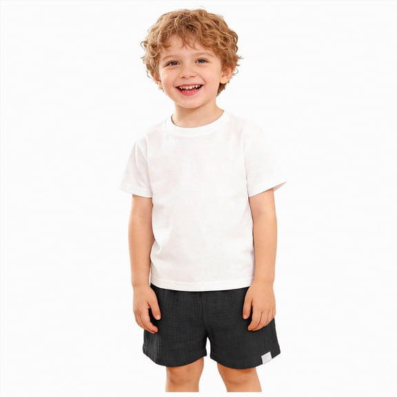 Yindaity Shorts Toddler Boy Boy's Baggy Jeans Casual High Waist Wide Leg Loose Denim Shorts(Black,4-5 Years)