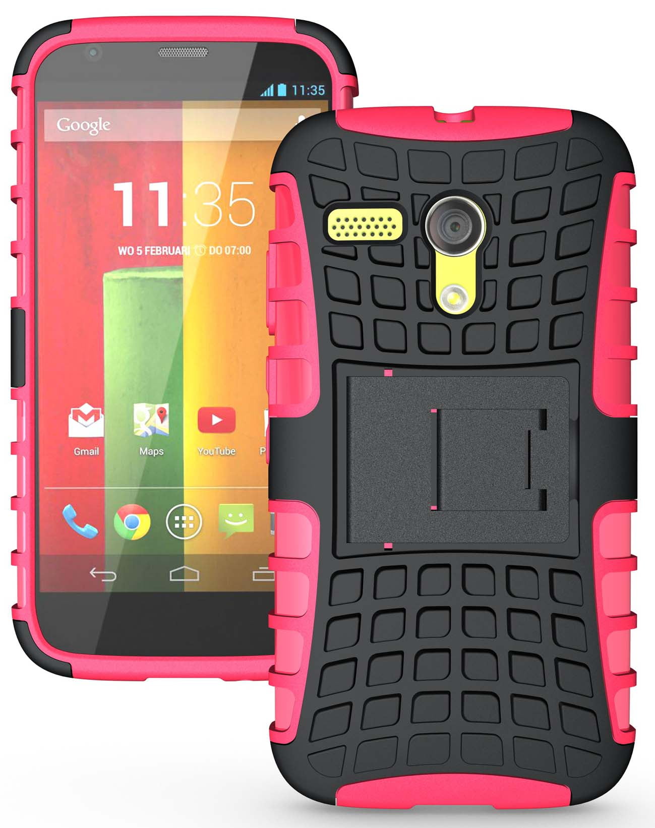NAKEDCELLPHONE PINK GRENADE RUGGED TPU SKIN HARD CASE COVER STAND FOR