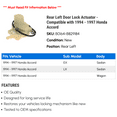 thumbnail image 2 of Rear Left Door Lock Actuator - Compatible with 1994 - 1997 Honda Accord 1995 1996, 2 of 2