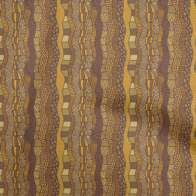 oneOone Rayon Beige Fabric African Wavy Stripes Craft Projects Decor Fabric Printed By The Yard 56 Inch Wide