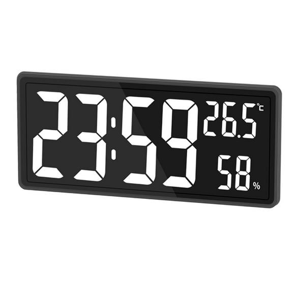 Reloj LED extragrande con 3 niveles de atenuación, indicador de temperatura y humedad. F negro