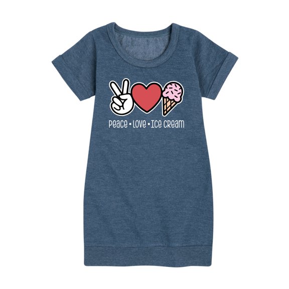 Instant Message - Peace Love Ice Cream - Toddler & Youth Girls Fleece Dress