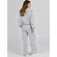 thumbnail image 5 of Women 2 Piece Outfits Fall Fashion Airport Wide Leg Pants Lounge Set Leisure Travel Vacation Clothes Sweatsuits Light Gray L, 5 of 10