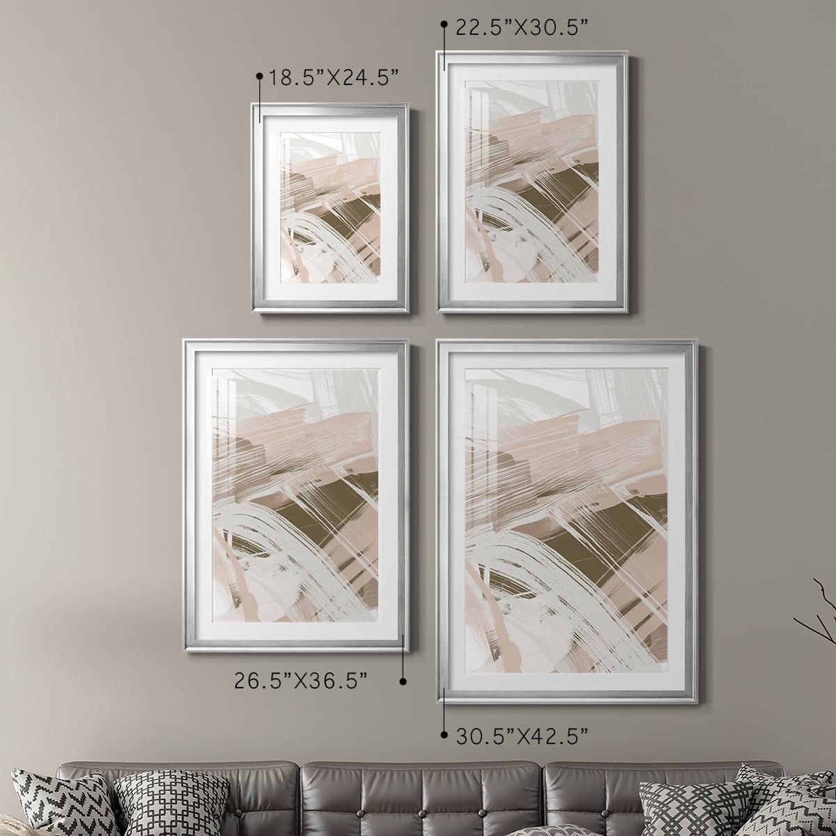 Wexford Home Earthtone Swipe I Premium Framed Print, 18.5" x 24.5" - Ready to Hang, Silver (Set of 2)