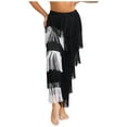 thumbnail image 6 of iiniim iiniim Women Latin Dance Pants Tassels Fringe Ballroom Tango Salsa Elastic Waist Practice Performance Trousers Black&White M, 6 of 7