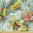 thumbnail image 2 of Ambesonne Flower Fabric by the Yard Upholstery, Lilies Gerbera Floral Art, 5 Yards, Mustard and Salmon, 2 of 5