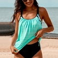 thumbnail image 4 of Maillot de Bain Tankini Deux Pièces Push-Up Imprimé Solide pour Femmes, 4 of 6