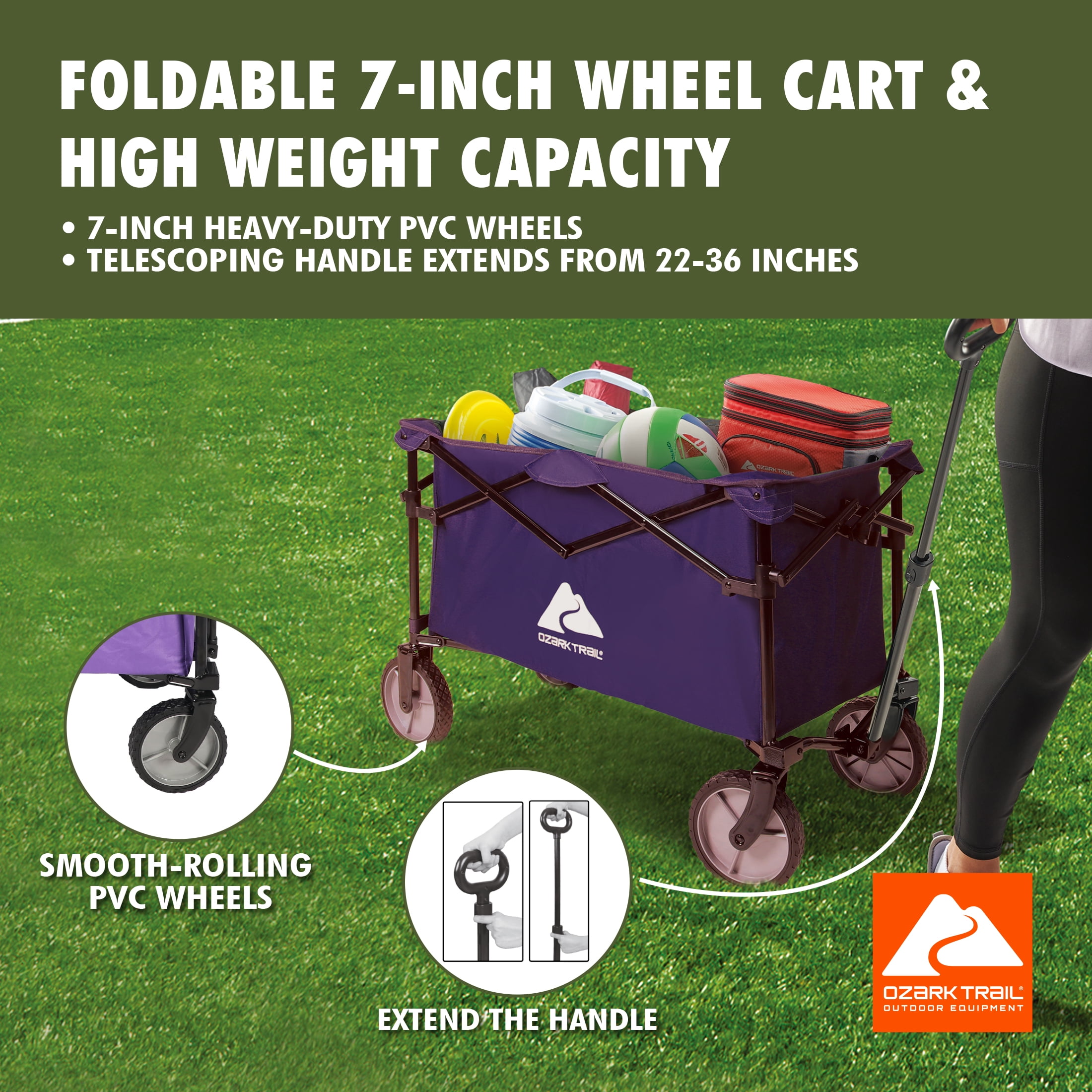 Ozark Trail Multi-Purpose Big Bucket Cart, Purple Wagon