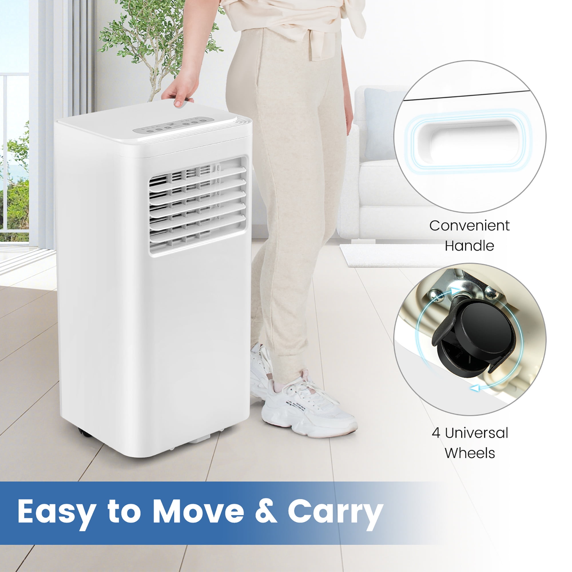 Costway 6,000 BTU Portable Air Conditioner Cools 280 Sq. Ft. with  Dehumidifier and Remote in White FP10343US-WH - The Home Depot