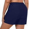 thumbnail image 2 of Prolriy Swim Shorts Women Plus Size High Waist Bikini Bottoms Swim Briefs Beach Shorts Ruched Bottom High Cut Swim Bottom Full Coverage Swimsuit Bottom Sports Yoga Shorts for Women Dark Blue L, 2 of 7