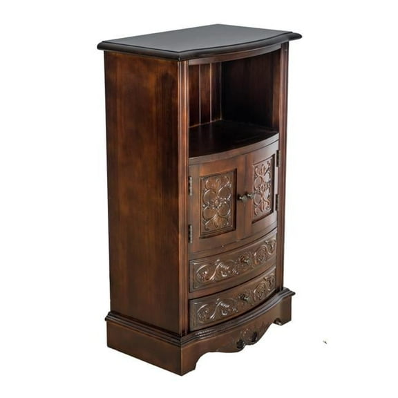 Wayborn JC012 2 Drawer & 2 Door Side Table, Brown - 25 x 17 x 39 in.