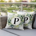 thumbnail image 4 of Letter P Pillow Covers 2 Pack Alphabet Green Eucalyptus Leaves Plant Simple Pillowcase Waterproof Outdoor Throw Pillow Cover for Patio Garden Square Cushion 20”x20”, 4 of 9