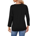 thumbnail image 2 of MOMOFEEL Long Sleeve Top for Woman Crewneck T-Shirts 3/4 Sleeve Tunic Tops For All Seasons (M9001 Black L), 2 of 6