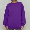 thumbnail image 2 of Dwellite Oversized Sweatshirt for Women Trendy Fleece Crewneck Sweatshirts Casual Loose Pullover Tops Comfy Fall Outfits 2025 Dark Purple L, 2 of 5