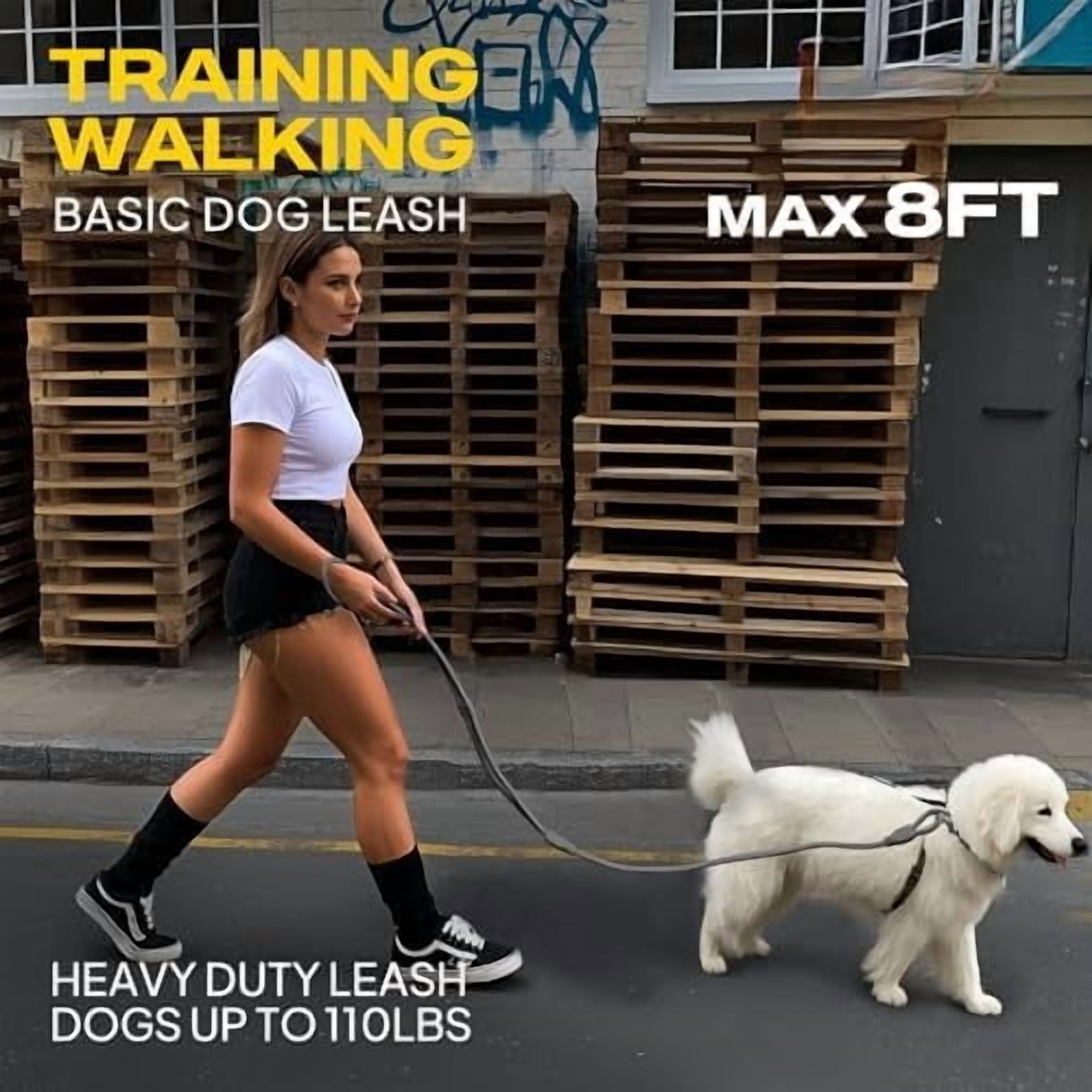 Hands Free Dog Leash for Large Dogs Heavy Duty, Adjustable Crossbody/Waist Leash for Small/Medium/Large Dogs, Waterproof Hands-Free Dog Leashes for Running, Walking & Training(L, Black)
