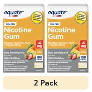 (2 pack) Equate Coated Nicotine Polacrilex Gum 4 mg (nicotine), Fruit Flavor, 100 Count