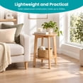 thumbnail image 5 of CONCETTA 2-Tier Wood End Table Set of 2, Small Round Nightstand with Tapered Legs, Natural Wood, 5 of 8