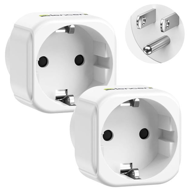 Adaptador de Enchufe Lencent Blanco 2X para Viaje de Europa a EE.UU. Canadá México Colombia