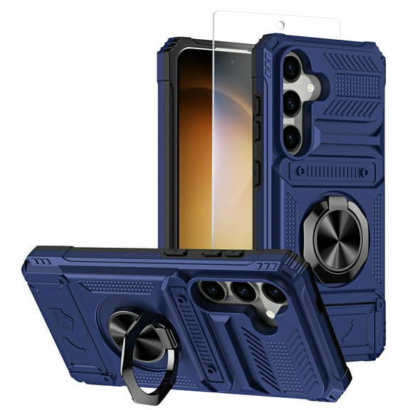 Allytechgroup Galaxy A16 5G Case with Screen Protector, Military Grade Shockproof [2 Cards Slot] Ring Holder Kickstand Compatible with Car Mount Bumper Phone Case for Samsung Galaxy A16 5G, Blue