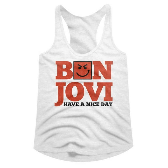 Bon Jovi Have A Nice Day White Junior Women's Racerback Tank Top T-Shirt