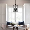 thumbnail image 3 of 4-Light Pendant Light Kithen Island Matte Black Ceiling Mount Light Fixture for for Bedroom, Dining Room, Living Room, Dining Table, Bars, 3 of 9