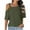Green, variant on Women's T Shirts Off Shoulder Summer Solid Color Short Sleeve Casual Tees A-Olive Green