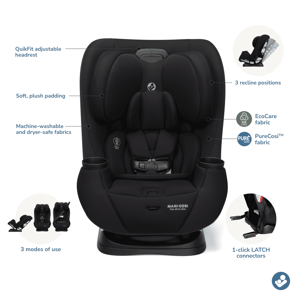 Maxi-Cosi Pria All-in-One Convertible Car Seat, Sea Storm Black