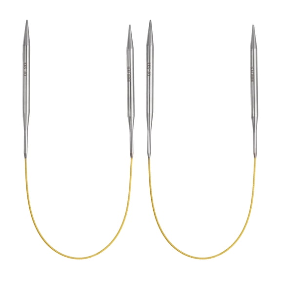 Uxcell 2pcs Circular Knitting Needles 15.75" Stainless Steel US 10/6.0mm Knitting Needles 4.33" for Fast Knitting Tip to Tip Sweater Sleeves Neckline Scarves Necklaces
