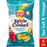 Lay's Kettle Cooked Sea Salt & Vinegar Potato Snack Chips, 8 oz Bag