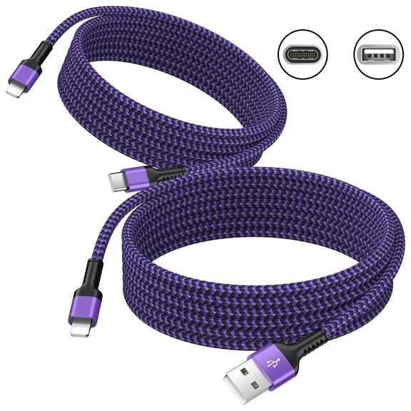 Compatible for iPhone Type C Charger Cable, 2 Pack USB Type C Charging Cable 6FT, Nylon Braided High Speed Data Sync Charger Cable Cords Fast Charging Compatible for iPhone, Purple